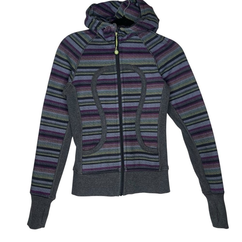Lululemon Athletica Scuba Hoodie Poncho Stripe Long Sleeve Zip Up Size 2